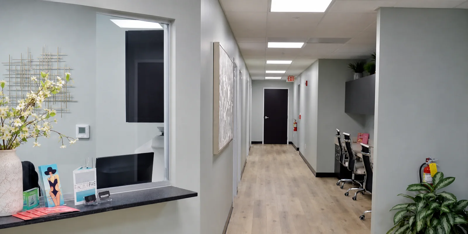 Completed office interior at Castellano Cosmetic Surgery Center in Tampa, Florida